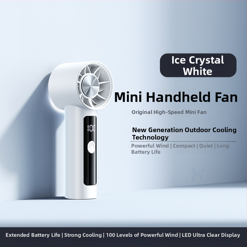 Rankinis mini ventiliatorius, 6 greičiai oro srautų, įdiegta 1200–2000 mAh baterija, įkraunamas, 3 mentelės, tylus veikimas (<36 dB), 5V maitinimas