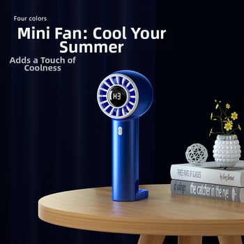 Ръчен вентилатор без лопатки с USB зареждане, дигитален дисплей, сгъваем дизайн, вградена батерия 1200–2000 mAh, 5 скорости