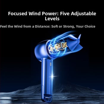 Ръчен вентилатор без лопатки с USB зареждане, дигитален дисплей, сгъваем дизайн, вградена батерия 1200–2000 mAh, 5 скорости