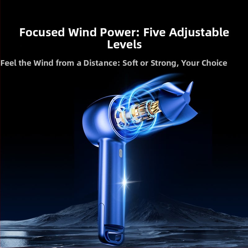 Ръчен вентилатор без лопатки с USB зареждане, дигитален дисплей, сгъваем дизайн, вградена батерия 1200–2000 mAh, 5 скорости