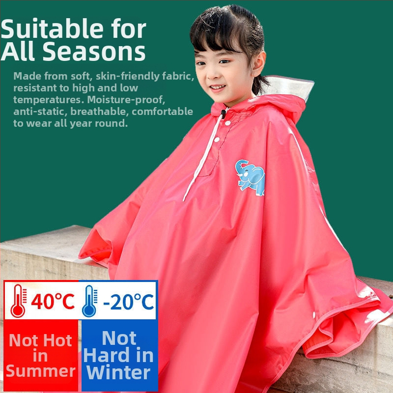 Bērnu lietus pončo velosipēdam ar kapuci, PVC audums, plāns stils, PU ūdensizturīgs slānis