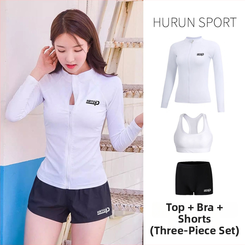 Dámsky dvojdielny potápačský plavky s plnou UV ochranou tela, rýchloschnúci polyester, dlhé rukávy a nohavice, výplň na hrudník