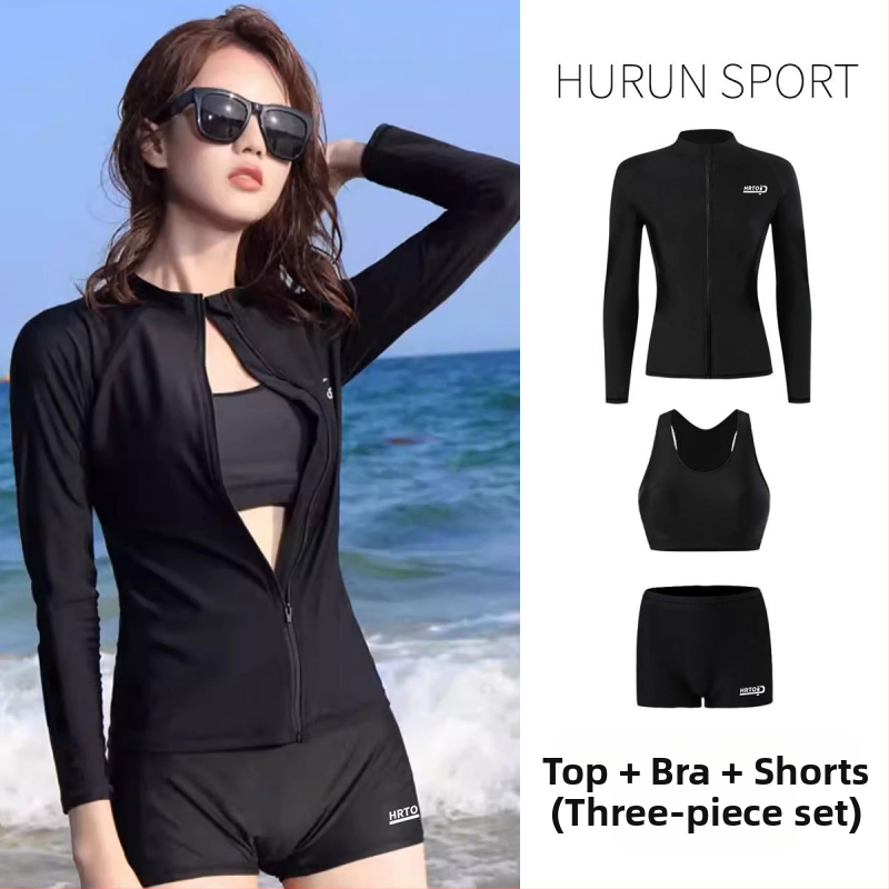 Dámsky dvojdielny potápačský plavky s plnou UV ochranou tela, rýchloschnúci polyester, dlhé rukávy a nohavice, výplň na hrudník