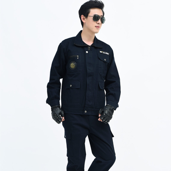 Unisex darbo drabužių komplektas iš medvilnės twillo – dilimui atsparus, vienos spalvos modelis, žiema-pavasaris, dviračių sportui