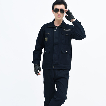 Unisex darbo drabužių komplektas iš medvilnės twillo – dilimui atsparus, vienos spalvos modelis, žiema-pavasaris, dviračių sportui