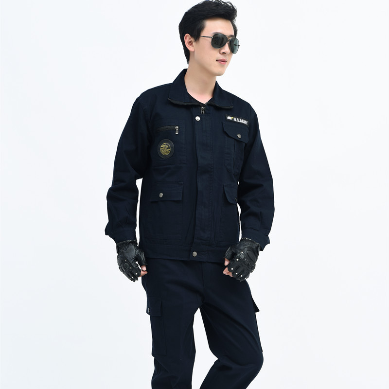 Unisex darbo drabužių komplektas iš medvilnės twillo – dilimui atsparus, vienos spalvos modelis, žiema-pavasaris, dviračių sportui