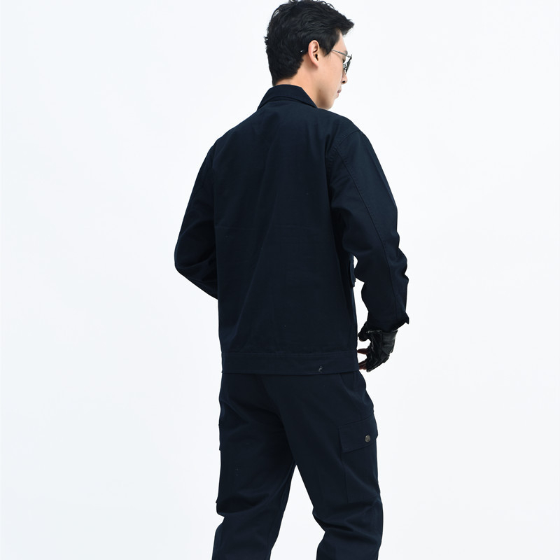 Unisex darbo drabužių komplektas iš medvilnės twillo – dilimui atsparus, vienos spalvos modelis, žiema-pavasaris, dviračių sportui