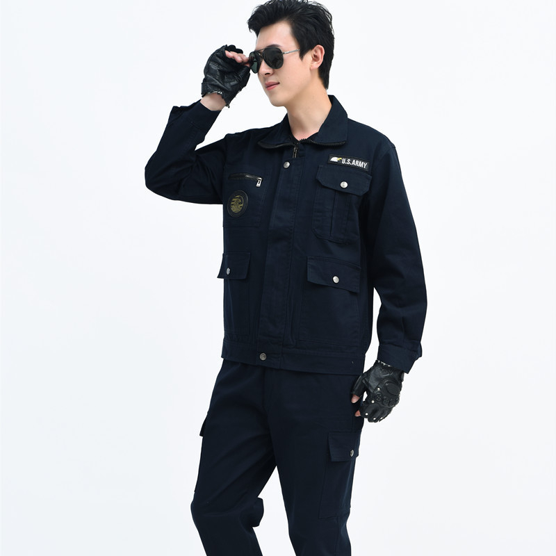 Unisex darbo drabužių komplektas iš medvilnės twillo – dilimui atsparus, vienos spalvos modelis, žiema-pavasaris, dviračių sportui