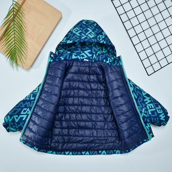 Poiste talvejo mantl, paksu down-puuvillase isolatsiooniga, fikseeritud kapuuts, tõmblukk, 100% polüester