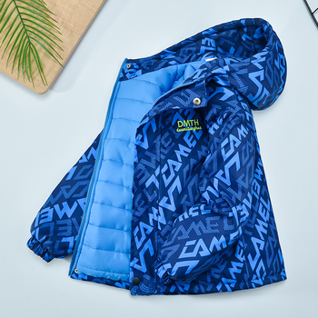 Poiste talvejo mantl, paksu down-puuvillase isolatsiooniga, fikseeritud kapuuts, tõmblukk, 100% polüester