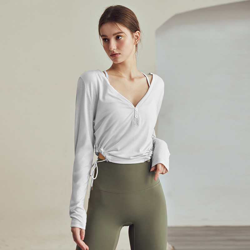 Set de yoga pentru femei, mâneci lungi, culoare uni, 95% poliester + 5% spandex, pentru fitness, alergare