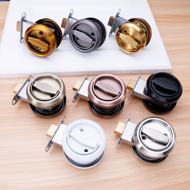 Rejtett ajtózár - 304 rozsdamentes acél, O típus, ball lock mechanizmus, beépített fogantyú, alkalmas faajtókhoz, biztonsági ajtókhoz és beltéri ajtókhoz