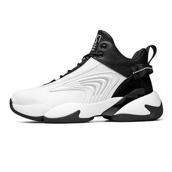 Sharp Bird ανδρικά παπούτσια μπάσκετ από δέρμα με παχιά σόλα, κορεατικού στυλ, αναπνεόμενα, αντιολισθητικά, EVA πάτος, PVC σόλα, σχέδιο ριγές