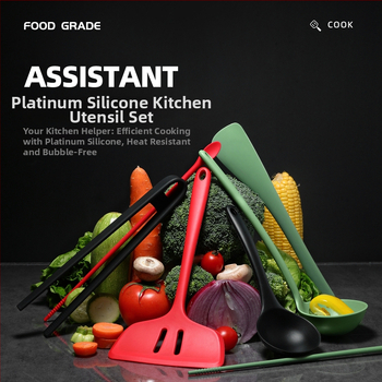 Virtuvės šaukštas - vieno gabalo platininio silikono, rankenėlė visiškai apgaubta platininio silikono, kodas 1005614846, modernus minimalistinis stilius