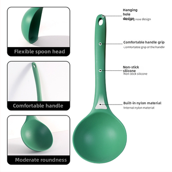 Virtuvės šaukštas - vieno gabalo platininio silikono, rankenėlė visiškai apgaubta platininio silikono, kodas 1005614846, modernus minimalistinis stilius