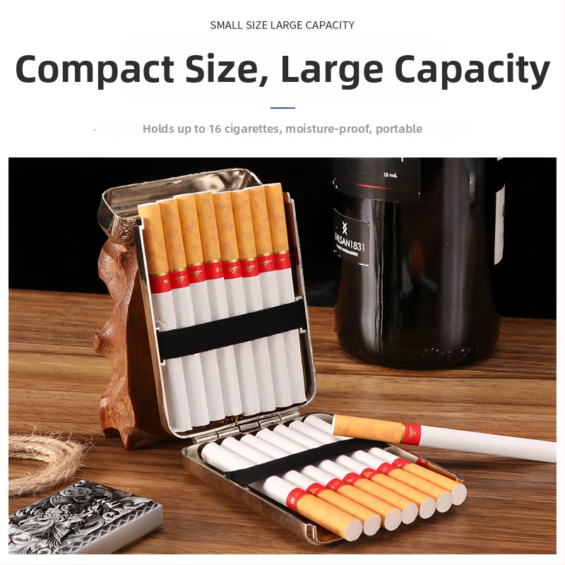 Cigarešu kārba no sakausējuma, triju nodalījumu dizains, klasisks Eiropas gravēts stils, viegls luksuss