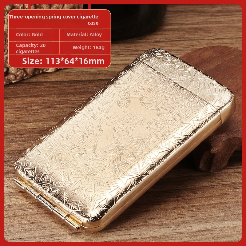 Cigarešu kārba no sakausējuma, triju nodalījumu dizains, klasisks Eiropas gravēts stils, viegls luksuss
