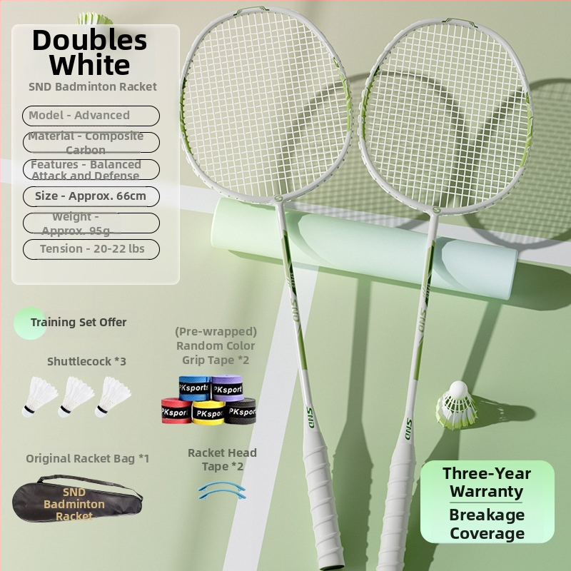 Set badmintonových rakiet pre deti, rám z titanovej zliatiny, hmotnosť 95–100 g, grip G2, stredná tuhosť, SND-24