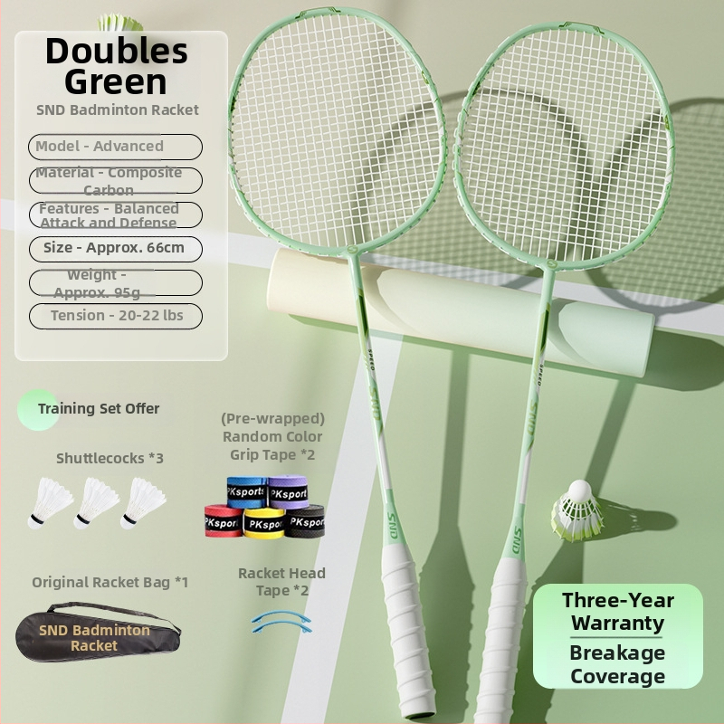 Set badmintonových rakiet pre deti, rám z titanovej zliatiny, hmotnosť 95–100 g, grip G2, stredná tuhosť, SND-24