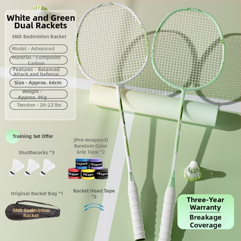 Set badmintonových rakiet pre deti, rám z titanovej zliatiny, hmotnosť 95–100 g, grip G2, stredná tuhosť, SND-24