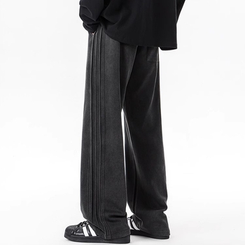 Pánske tepláky, americký retro štýl, voľný strih, stredná výška pásu, šnúrka na stiahnutie, bavlnená zmes