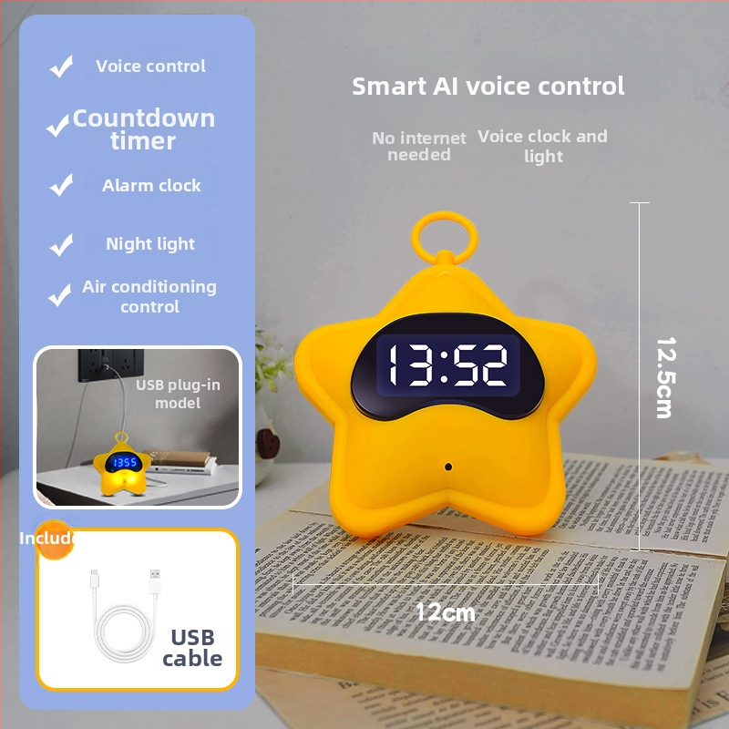 Sanlv häälega juhitav äratuskell LED-digitaalne ekraan, öise valgus, nutikas stseenirežiim