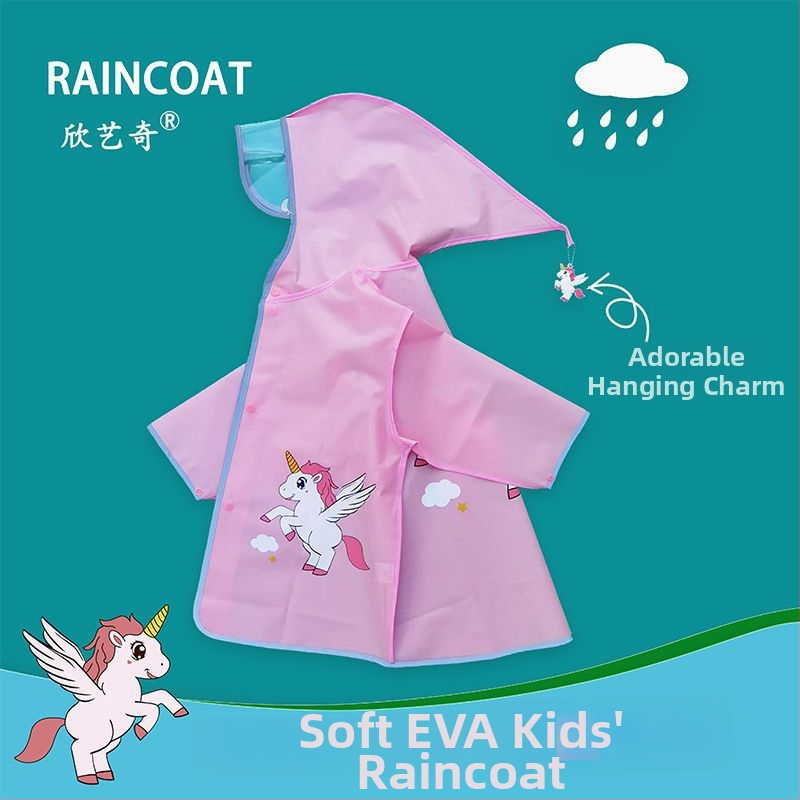 Detské dažďové pončo s celotelovým dizajnom, EVA látka, hrubý štýl, kreslený dizajn