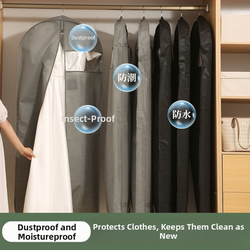 Sada prachotesných obalov na odevy s priehľadným oknom, jednoduchý moderný štýl; PEVA materiál; pre oblek, kabát, perový kabát a svadobné šaty; ochrana proti prachu a vlhkosti; vhodné na cestovanie a do spálne.