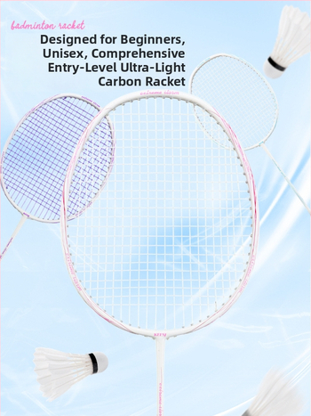 Badmintono raketė – anglies pluošto rėmas, svoris 85–89 g, tiesus smūgis, tinkama pradedantiesiems