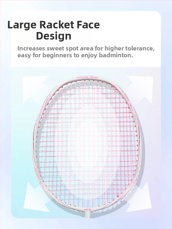 Badmintono raketė – anglies pluošto rėmas, svoris 85–89 g, tiesus smūgis, tinkama pradedantiesiems