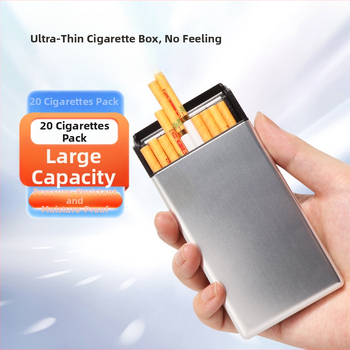 Metāla cigarešu kārba, ļoti plāna, slīdējošs vāciņš, 20 gab., mūsdienīgs minimālisma stils