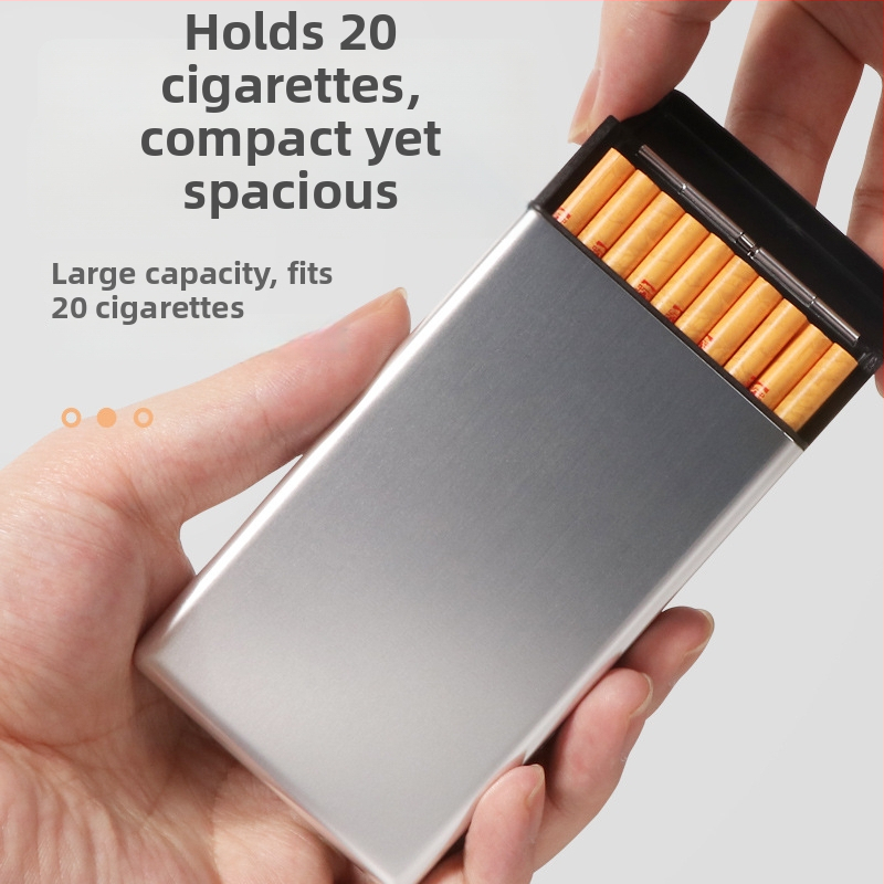 Metalo cigarečių dėklas, labai plonas, stumdomas dangtelis, 20 vnt., šiuolaikiškas minimalistinis stilius