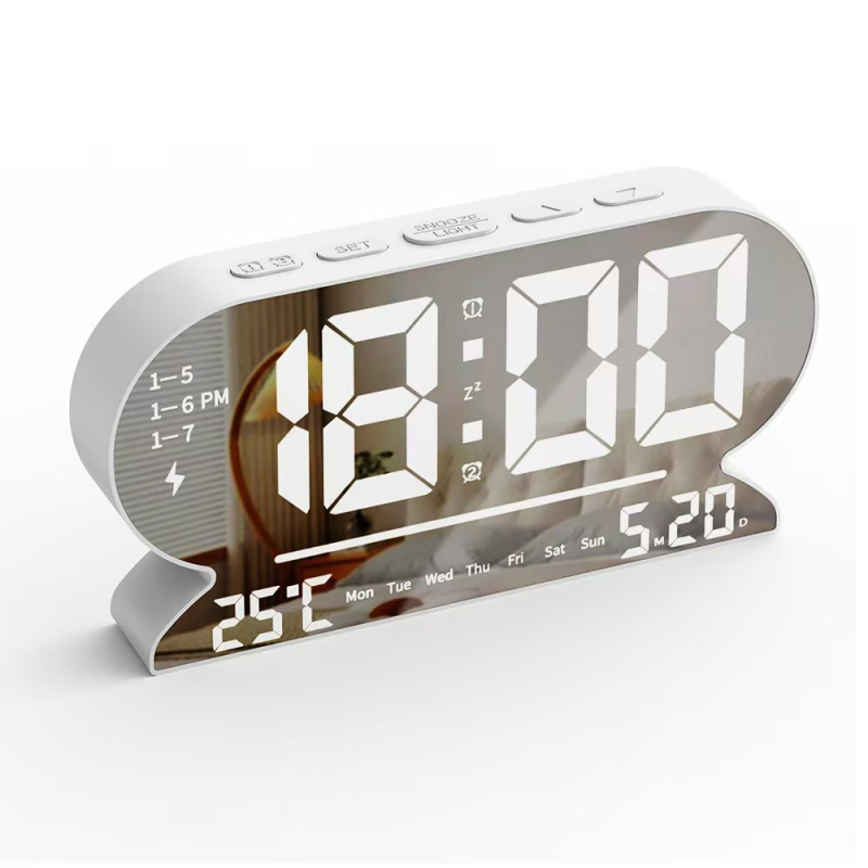 Alarmni sat s LED digitalnim zaslonom, napajanje baterijom, elektronički mehanizam, plastično kućište, termometar i alarm