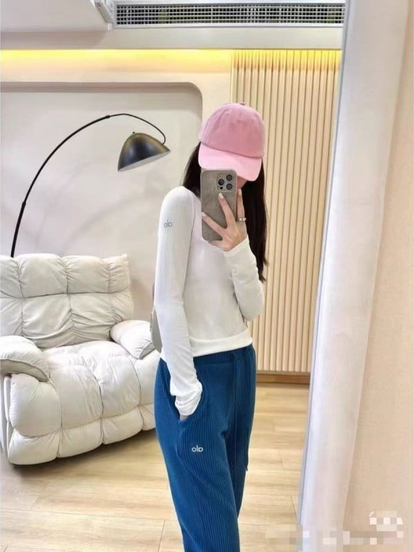 ALOGANT Medvilniniai marškinėliai su ilgomis rankovėmis su ribine tekstūra – drėgmės reguliavimas, greitas džiūvimas, siaura kirpimo linija, ilgis 50–54 cm