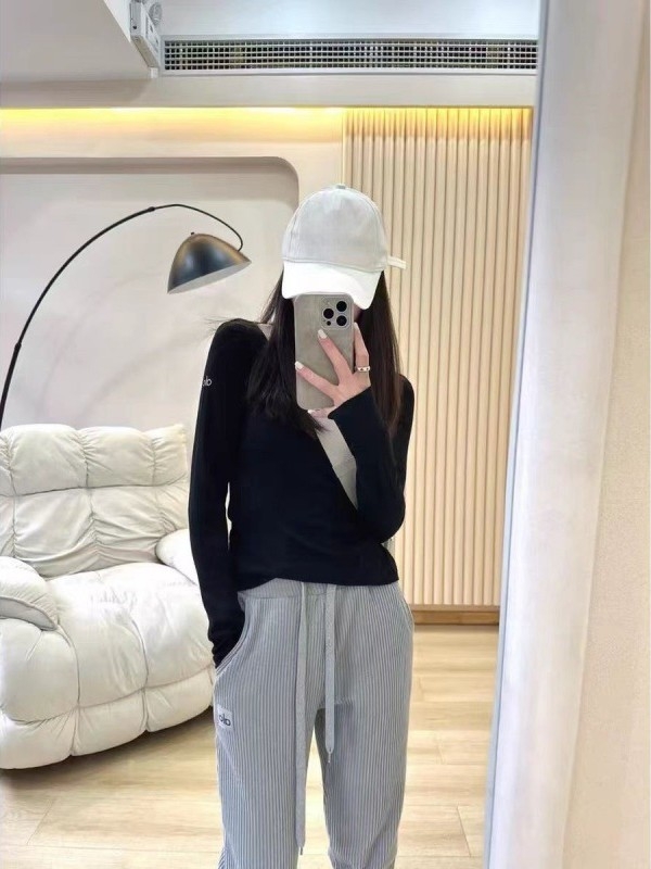 ALOGANT Medvilniniai marškinėliai su ilgomis rankovėmis su ribine tekstūra – drėgmės reguliavimas, greitas džiūvimas, siaura kirpimo linija, ilgis 50–54 cm