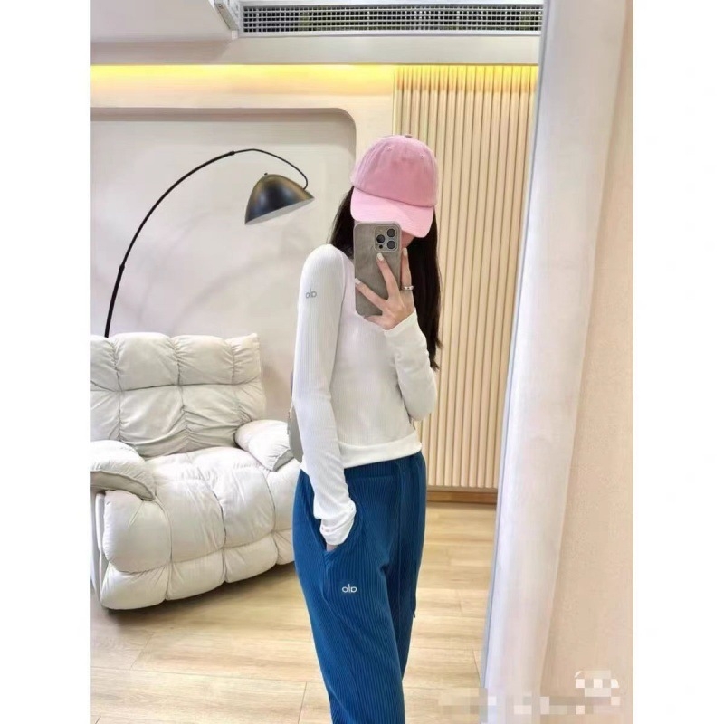 ALOGANT Medvilniniai marškinėliai su ilgomis rankovėmis su ribine tekstūra – drėgmės reguliavimas, greitas džiūvimas, siaura kirpimo linija, ilgis 50–54 cm