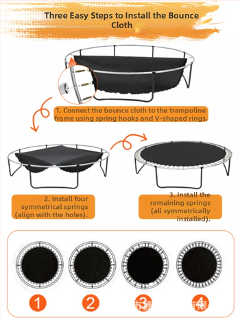 DOUTK PP trampolīnas lēciena plāksne – apaļa elastīga auduma, universāla izmantošana, droši bērniem, pielāgota apstrāde