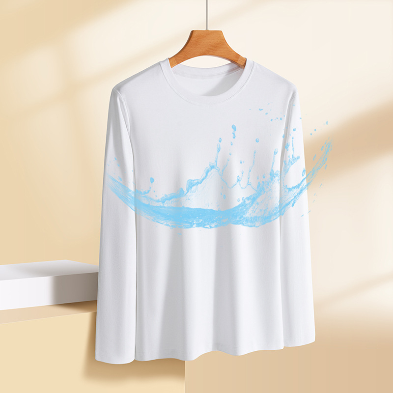 Μακρυμάνικη μπλούζα από 100% βαμβάκι με στρογυλή λαιμόκοψη, αδιάβροχη, ανθεκτική στο λάδι, διαπνέουσα, χαλαρή γραμμή