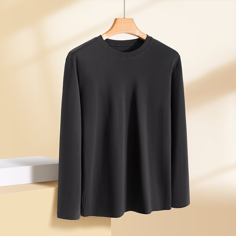 Μακρυμάνικη μπλούζα από 100% βαμβάκι με στρογυλή λαιμόκοψη, αδιάβροχη, ανθεκτική στο λάδι, διαπνέουσα, χαλαρή γραμμή