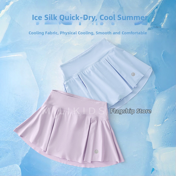 Lastele badmintonile pliiusri seelik, kiiresti kuivav jää-siidkanga, 89,1% nailon, A-telje lõige, vooder nailon, suvi