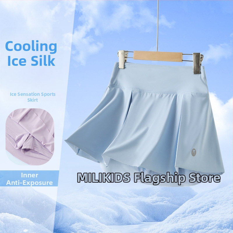 Lastele badmintonile pliiusri seelik, kiiresti kuivav jää-siidkanga, 89,1% nailon, A-telje lõige, vooder nailon, suvi