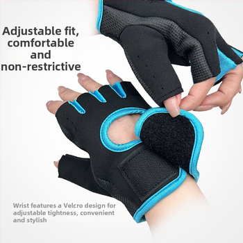 Unisex fitneso pirštinės, kvėpuojanti gumos medžiaga, universalus pritaikymas, delno apsauga, pusės pirštų dizainas treniruotėms ir dviračių važiavimui