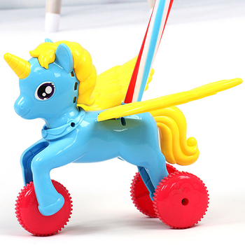 Παιχνίδι σπρώξιμο-περπάτημα για μωρά με σχεδιασμό με μια ράβδο, μουσικό καμπανάκι, διαδραστικό παιχνίδι από PVC για παιδιά 4–6 ετών