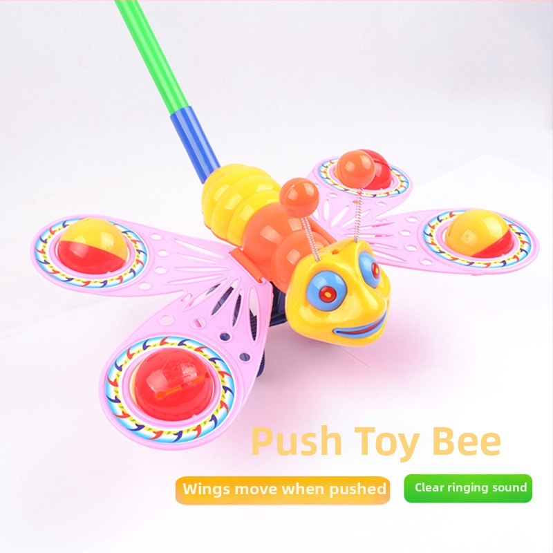 Bērnu push walker rotaļlieta ar vienas stieņa dizainu, muzikālais zvaniņš, PVC interaktīvā rotaļlieta 4–6 gadu vecumam