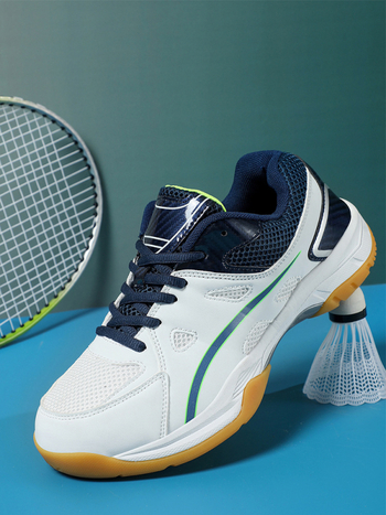 Badmintonijalanõud nahast ülaosaga ja tekstiiliga, EVA keskpõhi, libisemisvastane kummist talla