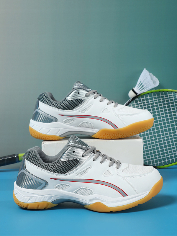 Badmintonijalanõud nahast ülaosaga ja tekstiiliga, EVA keskpõhi, libisemisvastane kummist talla