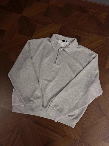 Polo majica s dugim rukavima, labav kroj, 100% poliester, japanski retro stil