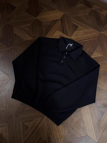 Polo majica s dugim rukavima, labav kroj, 100% poliester, japanski retro stil