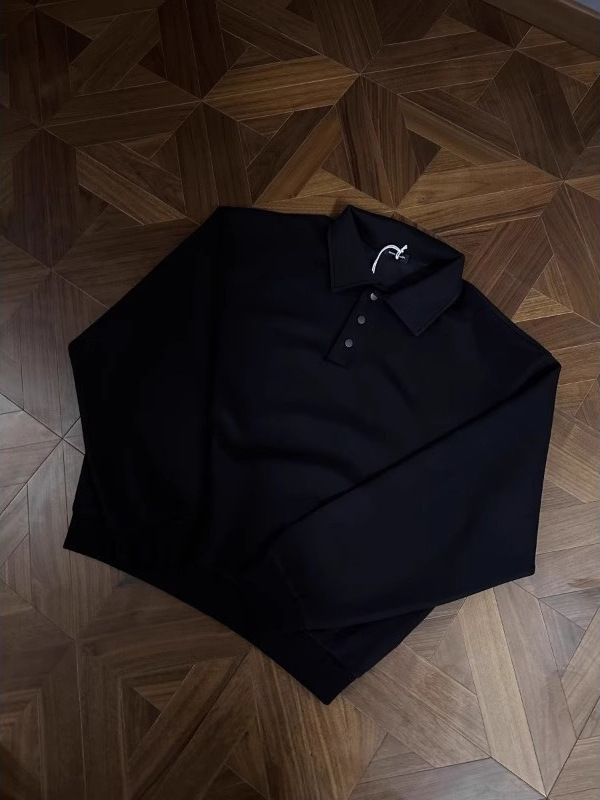 Polo majica s dugim rukavima, labav kroj, 100% poliester, japanski retro stil