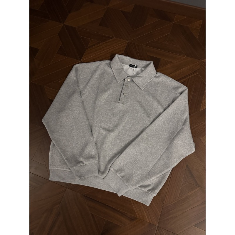 Polo majica s dugim rukavima, labav kroj, 100% poliester, japanski retro stil